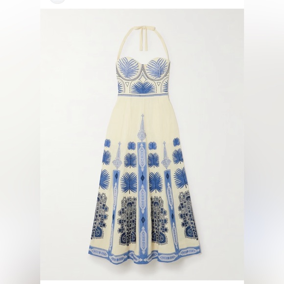 Emporio Sirenuse | Dresses | Emporio Sirenuse Lotty Chios Embroidered Linen  And Cottonblend Midi Dress | Poshmark